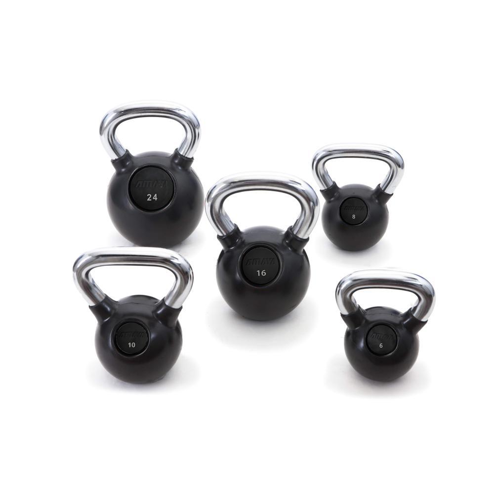 Kettlebell de caucho con mango cromado