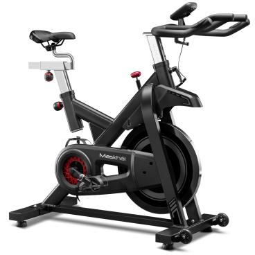 Bicicleta Ciclismo Indoor para Casa Maskhal Black - Rueda de Inercia 13kg Consola LCD