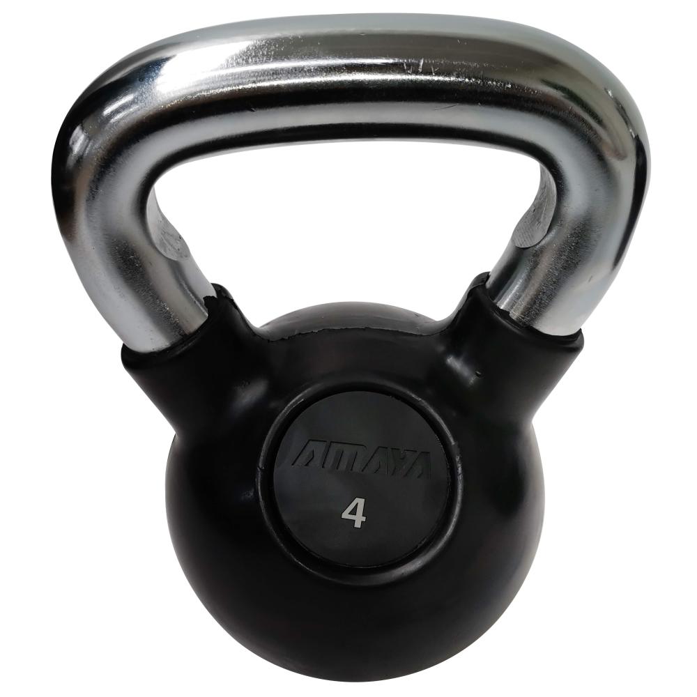 Kettlebell (Pesas rusas) de caucho con mango cromado