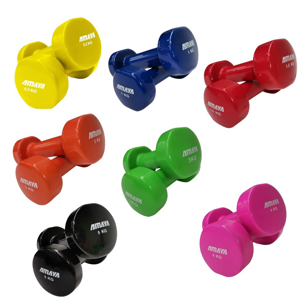 Juego Completo Mancuernas de Vinilo Pesas Cross Training (1 UD por peso) - Varios Colores