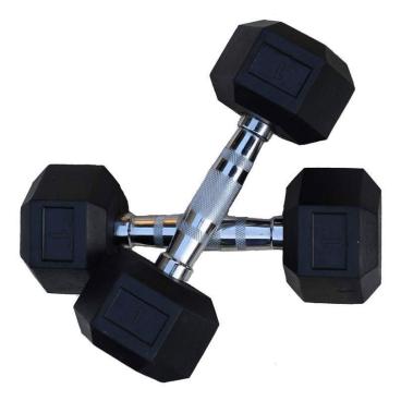 Mancuernas Hexagonales de acero y goma. Set 2 Und. 1Kg a 40Kg