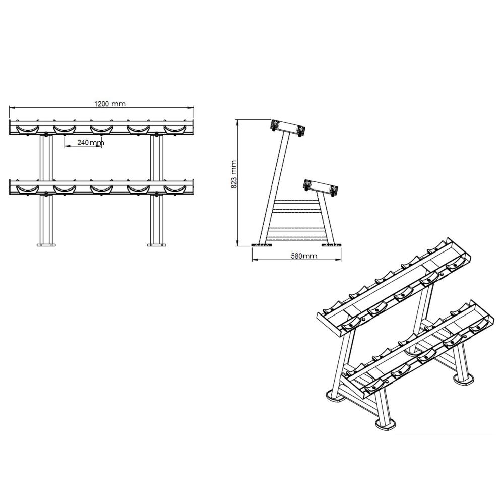 Rack Mancuernas 5 pares